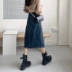 A-line skirt spring new 2022 denim skirt high waist mid-length slit net red Hong Kong style skirt female chic