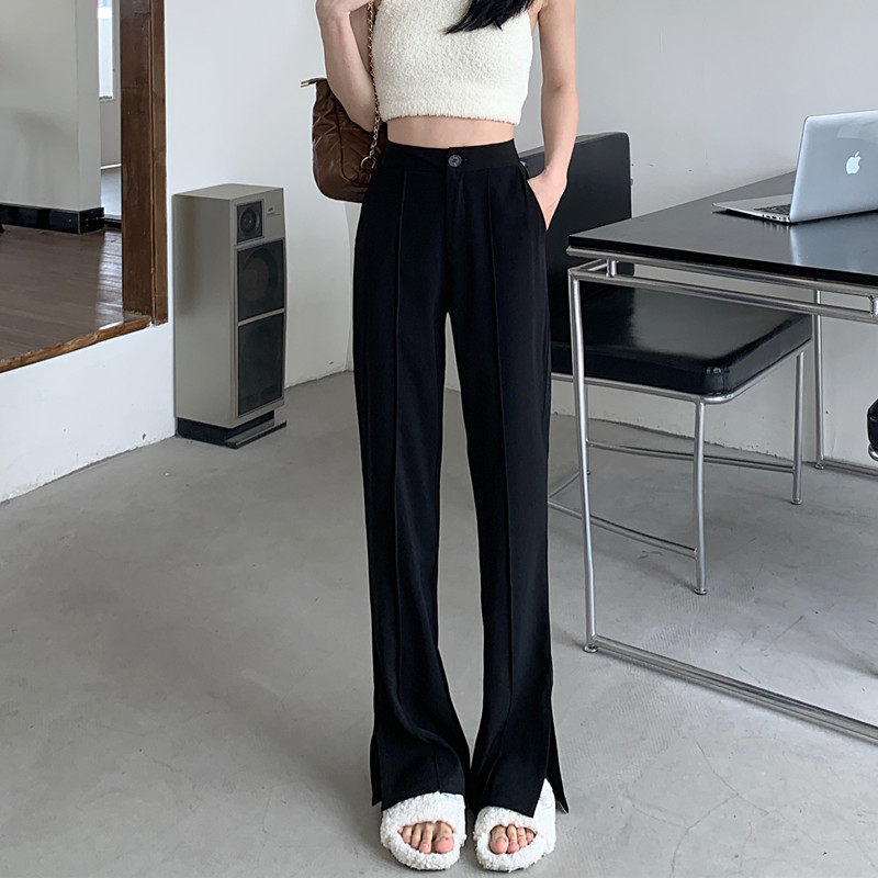 Open Fork Micro Horn Pants Woman Pituitary Suit Spring Loaded Korean version 2022 new high waist conspicuously slim design sensation Tugging Pants