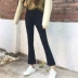 Phụ nữ mùa thu mới phiên bản Hàn Quốc của quần lọt khe lưng cao siêu mỏng, quần lửng ống loe đồ nữ đẹp Quần jean