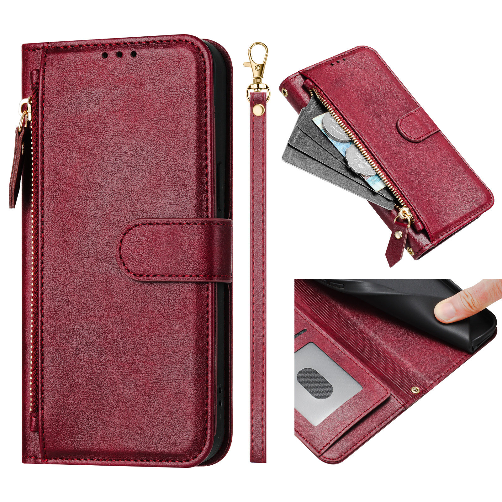 Zipper Wallet Flip Leather 12 Phone Case