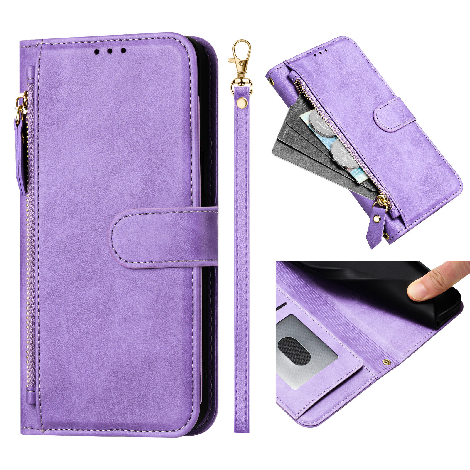 Zipper Wallet Flip Leather 12 Phone Case