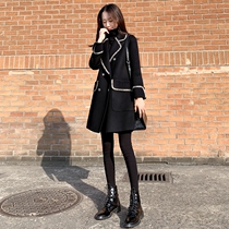 Anti-season clearance small woolen coat women long 2021 autumn and winter New black loose slim woolen coat