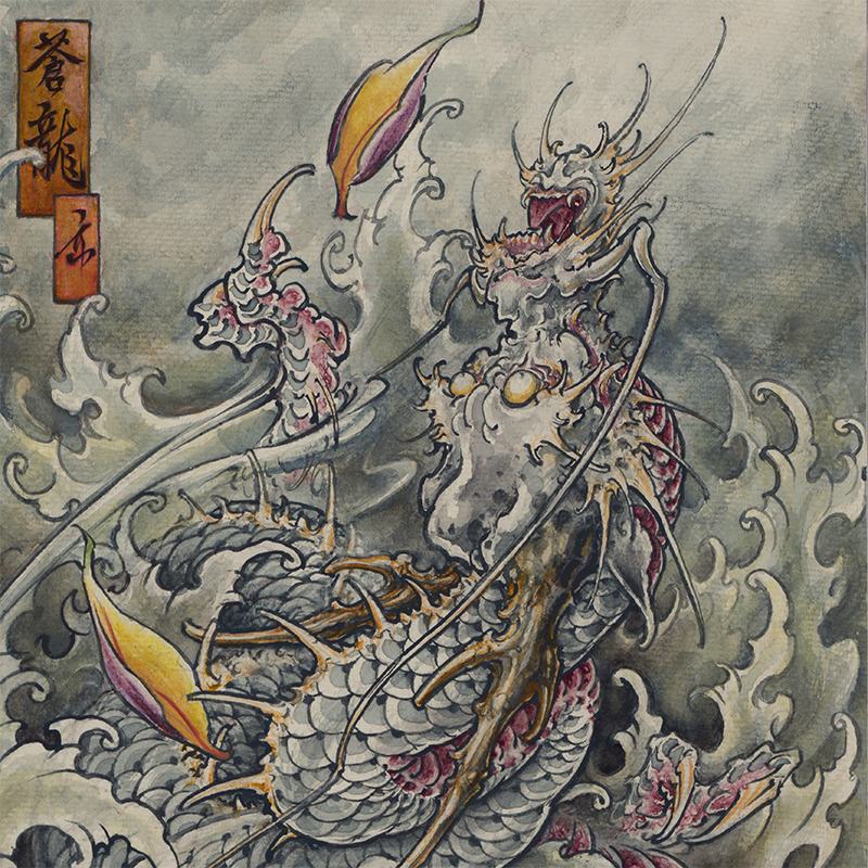 Canglong Tattoo Original Artwork Chf003 New Traditional Watercolor Printing Manuscript Tattoo Pattern