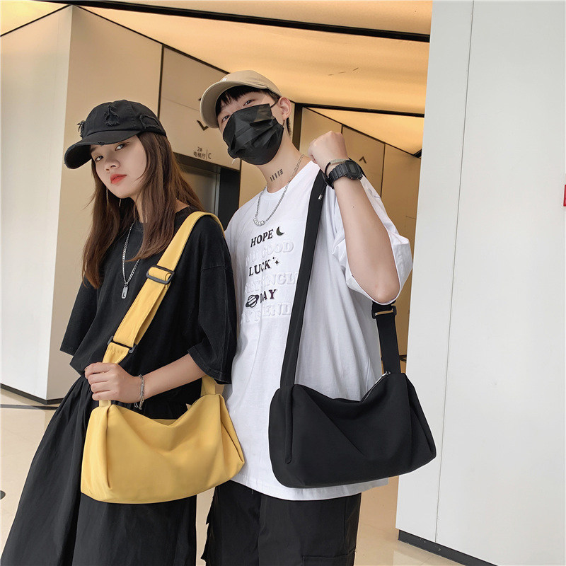 Canvas bag women's summer 2021 new messenger bag college students class shoulder bag simple and light sports all-match men