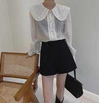 European temperament doll collar Tencel shirt female 2021 autumn new foreign atmosphere light luxury thin long sleeve shirt