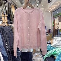 Round neck Pit gold wire sequins soft waxy cashmere knitwear womens European autumn loose slim sweater cardigan