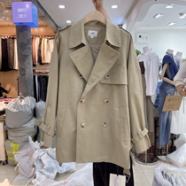 Q-505 small man trench coat coat female European Autumn New loose temperament waist double breasted long top