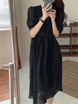 High Waist Display Slim Fairy Skirt V Collar Temperament Skyline Snowspun Dress A Character Pure Color Tandem Dress Woman 2022 Summer New