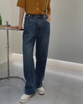 High waisted denim wide leg pants womens European goods 2021 autumn new Joker slim high straight trousers womens pants