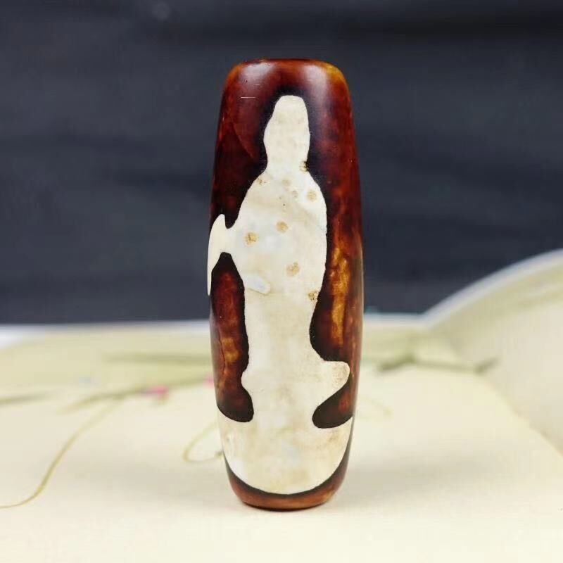 National style Tibetan natural old agate Guanyin dzi bead pendant necklace single-plant accessories agate pendant birthday gift