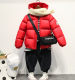 2023 new children's white goose down ultra-light baby boys and girls down jacket hooded parent-child coat winter thickening