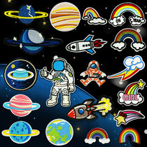 Patch adhesive down clothing appliquel with embroidered appliquel with small number of hand sewn school bag patch planet Rainbow patch decoration