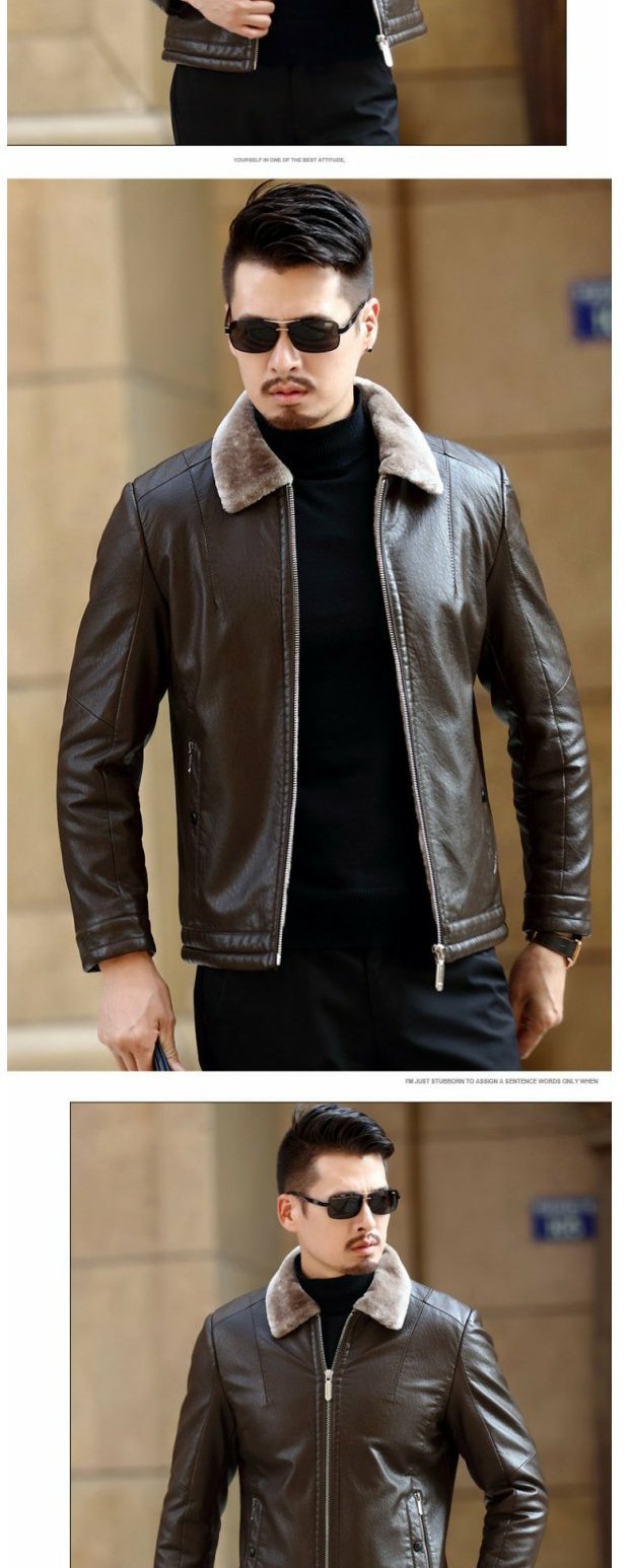 2018 bị hỏng mã Hained fur một chiếc áo khoác da nam bằng da cừu trung niên áo khoác nam mùa xuân cha áo jacket nam