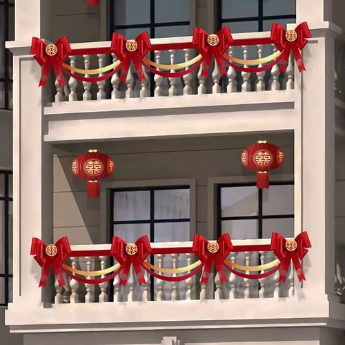 Сельское свадебное украшение для балкона, женская свадебная сцена, вилла, двор, лестничные перила, цветочный комплект для свадебного украшения комнаты