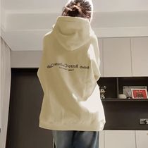 Hong Kong style heavyweight 450g silver fox velvet pure cotton hooded sweatshirt for women high street fashion hiphop loose lazy versatile jacket