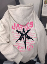 American high street hip-hop six-pointed star lettered pure cotton hooded sweatshirt for men and women autumn and winter street fashion brand loose jacket