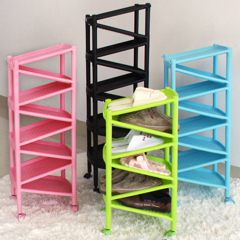 Vertical multilayer clamping slit small shoe holder Children simple shoe rack Provincial space doorway plastic narrow shoe holder bathroom slippers frame