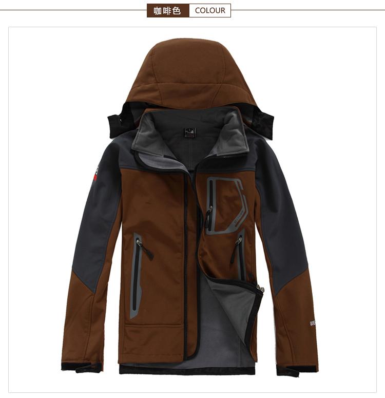 New jacket men's tide brand thin outdoor soft shell jacket plus velvet mountaineering suit windproof waterproof breathable fishing clothing