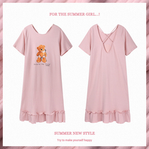 Night dress womens summer pure cotton thin short-sleeved cute princess style cartoon pajamas 2021 new home clothes spring and summer