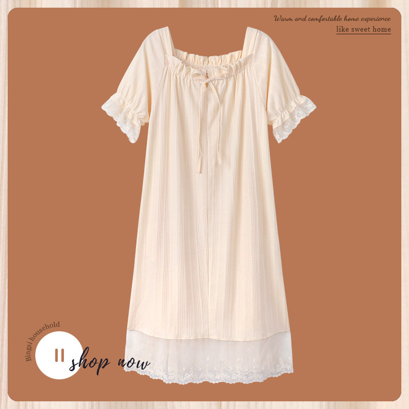 Night dress women's summer thin short-sleeved cotton home clothes loose spring and summer 2021 new cute princess style pajamas