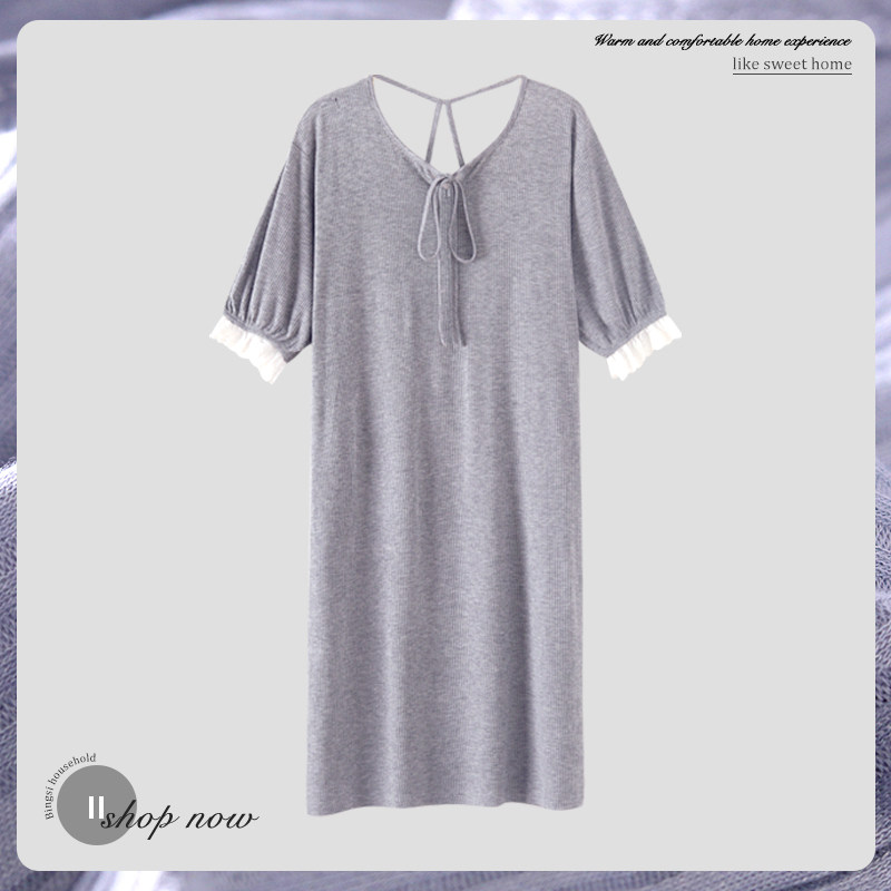 Night dress women's summer modal short-sleeved thin section 2021 new pajamas women's summer sexy halter large size skirt