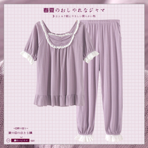 Pajamas womens summer pure cotton thin short-sleeved 2021 new cute princess style spring and summer cotton home wear set