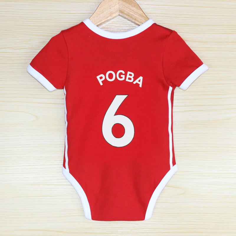 Bé quần áo bóng đá bé ngắn tay áo khoác mùa hè romper jumpsuit bé World Cup jersey túi rắm cotton