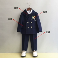 Синий комплект, костюм, штаны, галстук-бабочка на лацкан