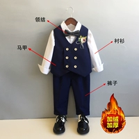 Флисовая синяя рубашка, жилет, штаны, галстук-бабочка на лацкан