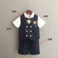 Синий комплект, жилет, шорты, галстук-бабочка на лацкан