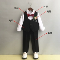 Черный жилет, штаны, рубашка, галстук-бабочка