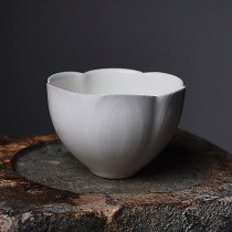 Tea Ceremony Tea Mat Aesthetics Lotus Cup Jingdezhen Wine Tasting Cup Master Cup Youth New Sharp Pottery Design Handmade Single Cup