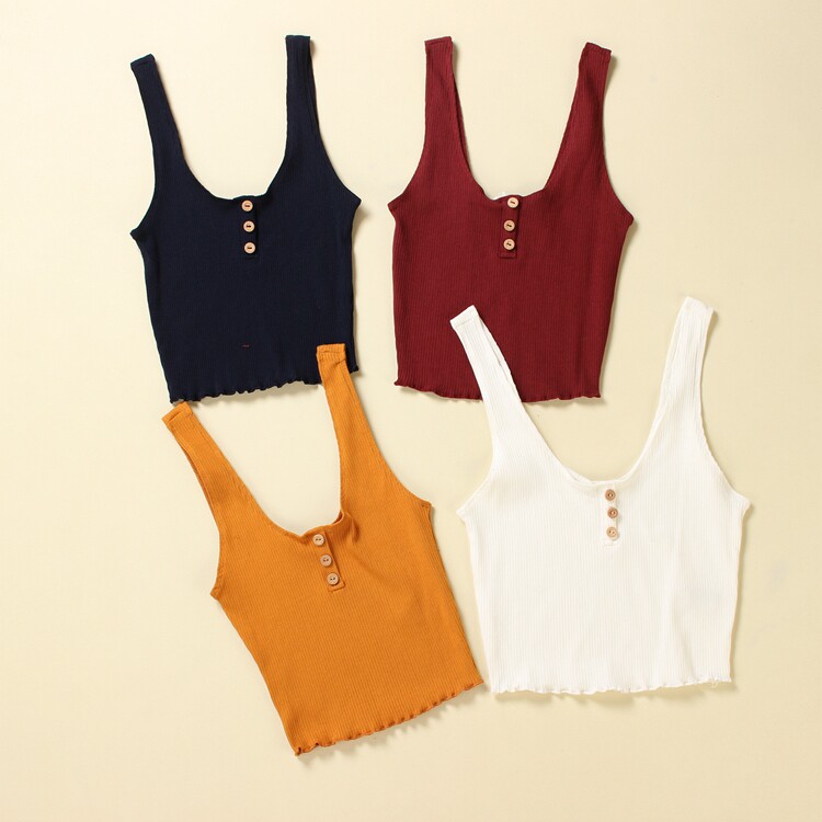 Foreign trade original single export K223 female slim elastic U-neck camisole female bottoming