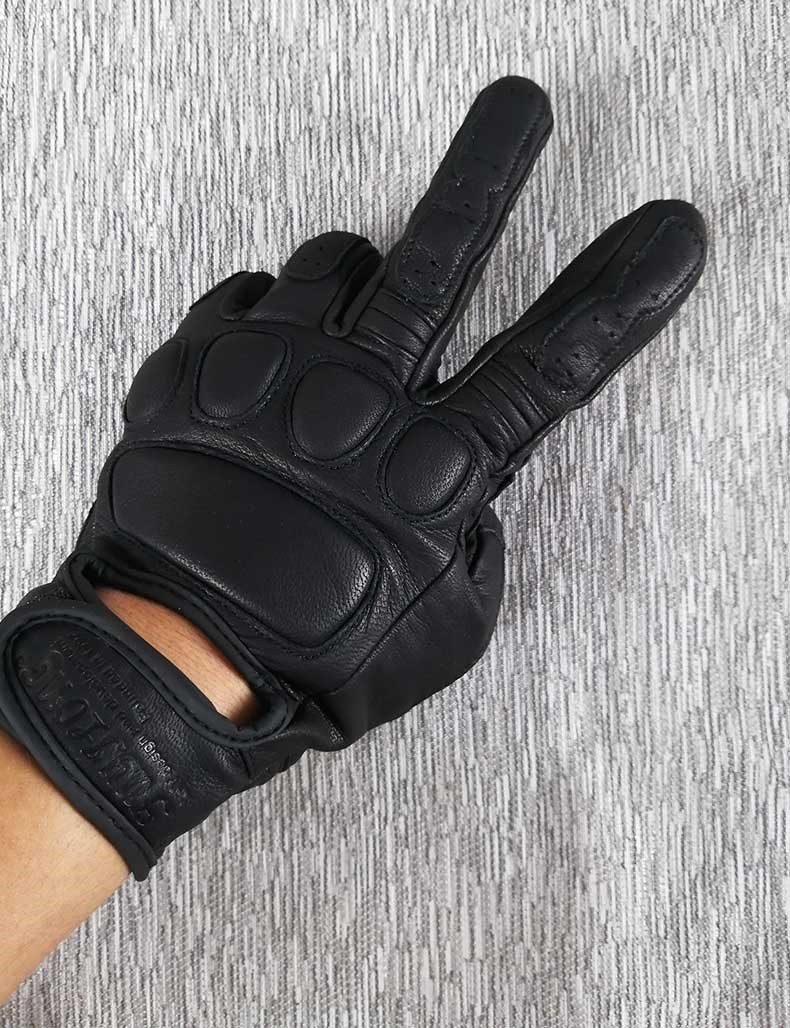 Găng tay da xe máy retro nam cảm ứng màn hình cảm ứng Harley cưỡi đầu máy đầy đủ ngón tay găng tay chống mòn găng tay chống rơi - Xe máy Rider thiết bị găng tay xe máy mùa đông