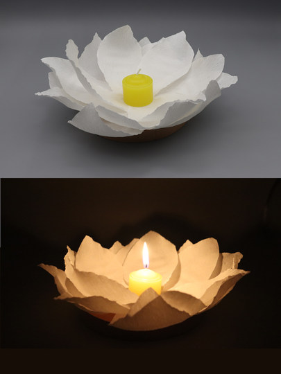 环保荷花灯纸荷花灯传统蜡烛花水灯节日公园景区活动许愿水灯河灯