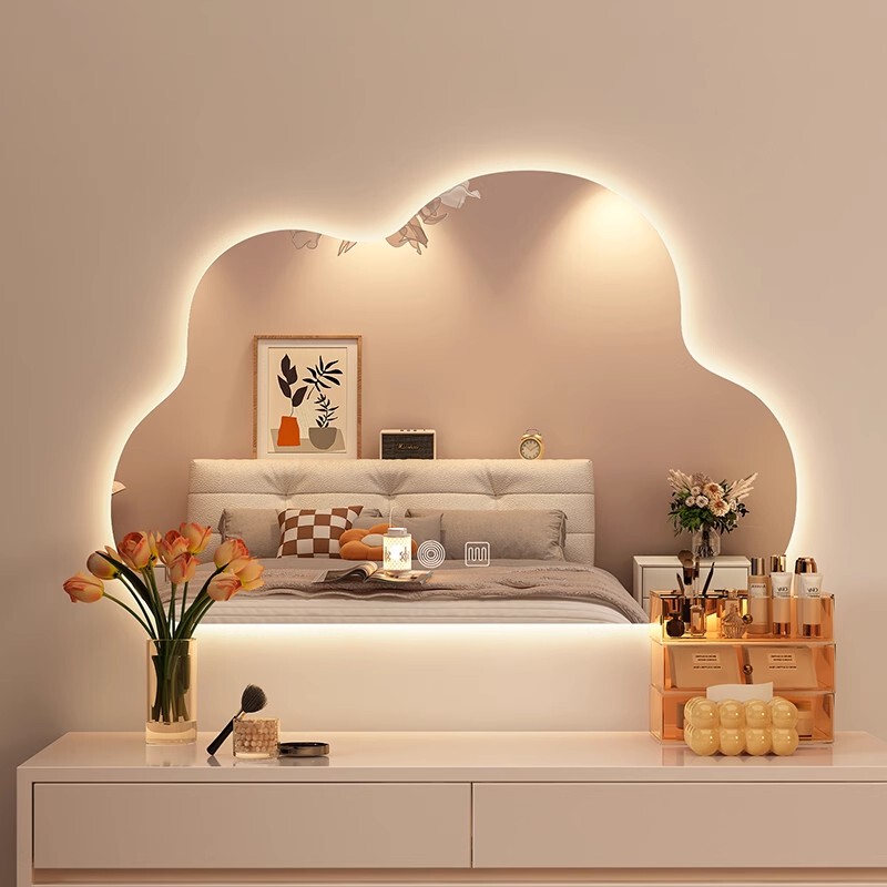 Yunduo Smart Makeup Mirror Led Light Wall-Mounted Bathroom Mirror Wall-Mounted Illuminated Mirror Vanity Mirror with Light Special-Shaped Mirror
