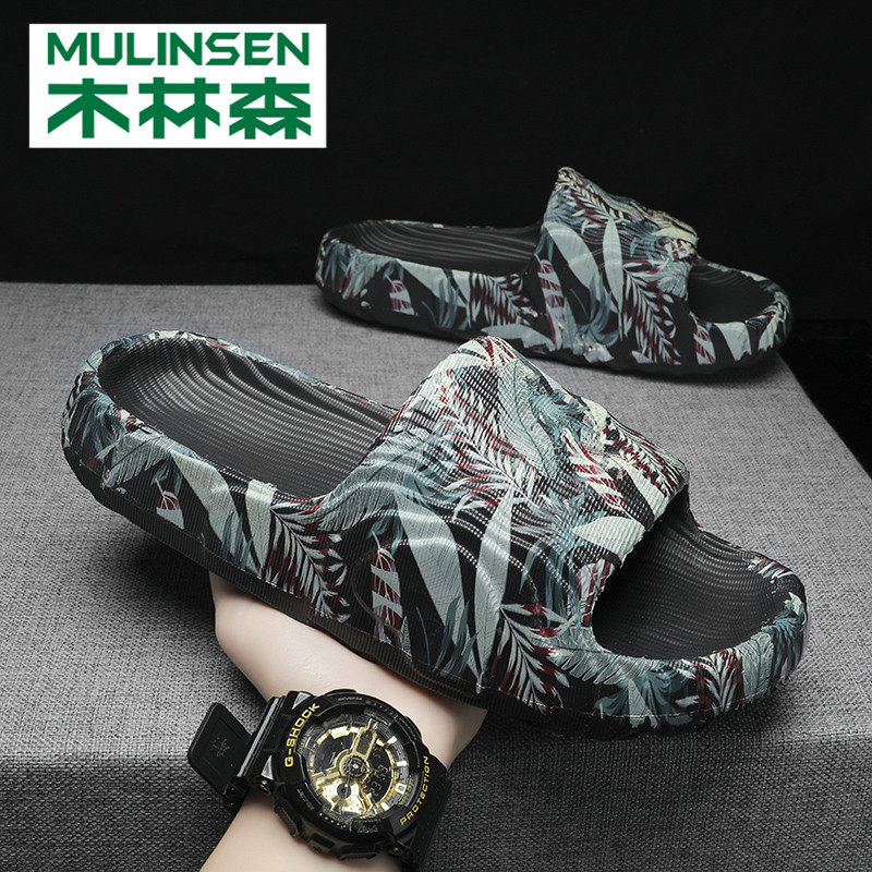 Wood Linson Slippers Men's Summer New Trends Outside Wearing Non-slip Soft Bottoms Casual Sports Trampling on Thick Bottom Sandals