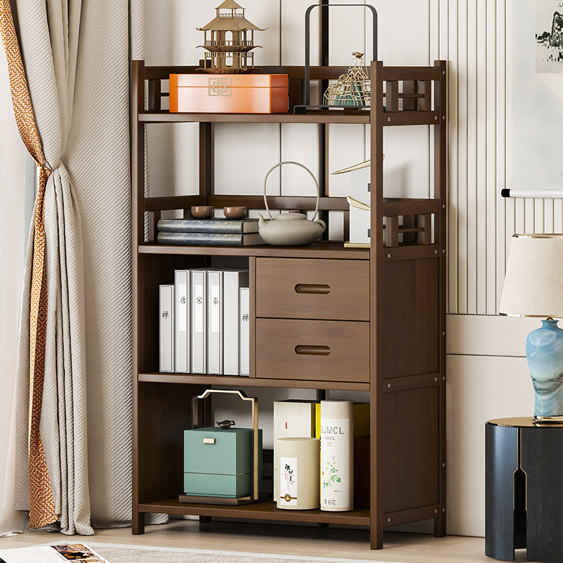 Tea cabinet rack bamboo solid wood tea set rack living room tea room multi-layer tea cup tea storage layer shelf office storage