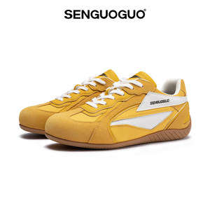 Sen Guo Guo Racing Shoes/Yellow Training Shoes for Women 2026 Summer New Casual Sneakers Height-Increasing Couple Shoes for Men