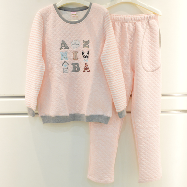 Đặc biệt cung cấp An chi với đồ ngủ cotton mới mùa thu và mùa đông nữ cotton sandwich ba lớp thời trang ấm áp phục vụ nhà dài tay đồ bộ mặc nhà đẹp