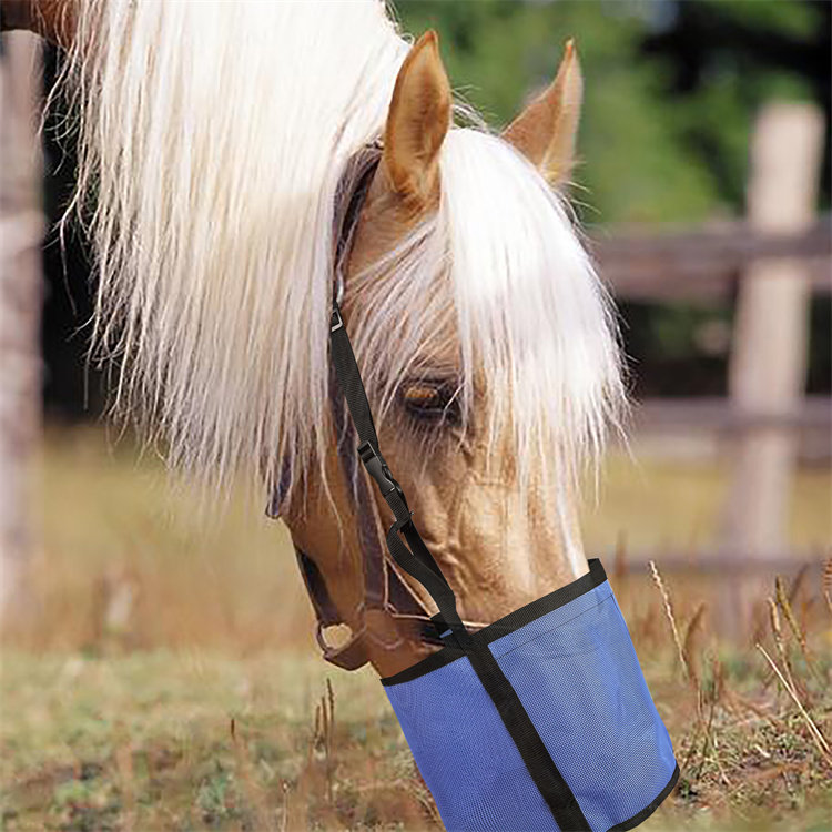 Amazon New Pint Powder Ribbon Elastic adjustable Horse with feed bag Outdoor feeding bag Moral cover