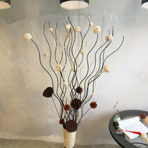 Natural dried branches Dragon Willow pine pine fruit lotus flower decoration porch floor partition window