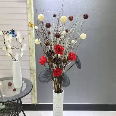 Net red dried bouquet Real branches dried flowers immortal flowers Home furnishings Living room entrance window floor-to-ceiling decoration Natural