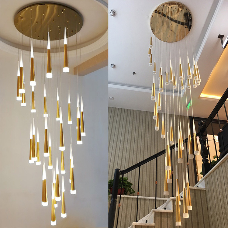 Stairway chandelights Chandelia Villa Duplex hollow bar Table Living Room Minima Post Modern Meteor Shower Water Drop Long Chandelia