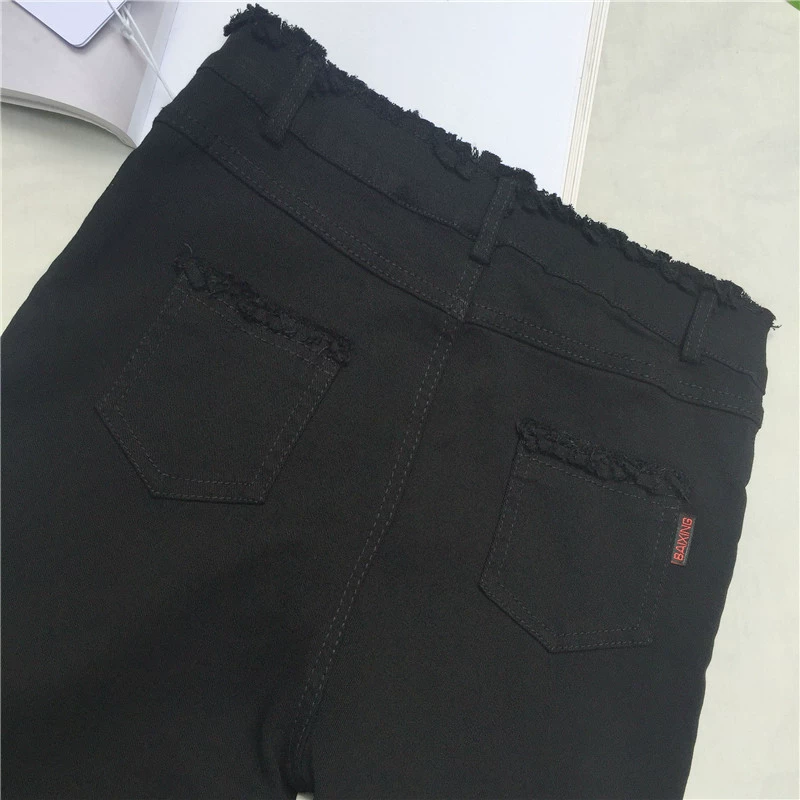 Mùa thu mặc quần legging nữ 2017 mùa thu đen bút chì thô quần Hàn Quốc phiên bản eo cao là quần lửng quần tây công sở