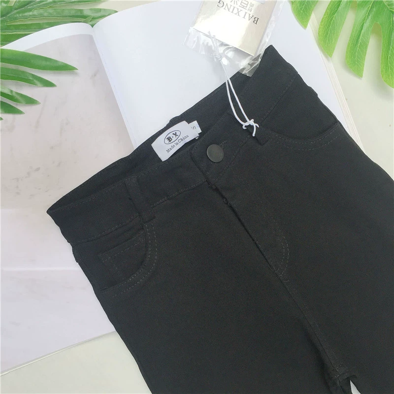 Baixing 2018 Mùa xuân và mùa thu Quần mới Bàn chân Tách chân Quần màu đen Mặc quần legging Quần dài cho nữ quần áo tập gym nữ