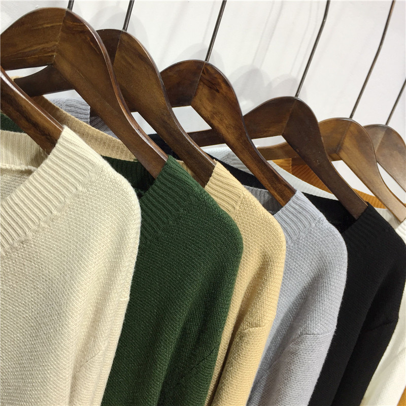 2018 mới retro áo gió nữ áo len mùa thu áo khoác rắn màu lỏng áo len hoang dã áo thủy triều áo len rộng