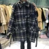 Nhà ga châu Âu Hàng hóa châu Âu áo khoác nữ hai mặt kiểu mới với thắt lưng Áo len kẻ sọc cashmere giữa chiều dài Hàn Quốc - Trung bình và dài Coat