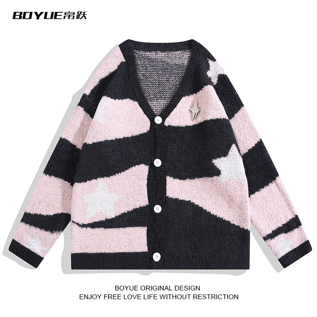 BOYUE ຜ້າໄຫມກະໂດດແບບ trendy deer plush sweater sweater cardigan Japanese casual ໃສ່ເສື້ອກັນໜາວອຸ່ນ