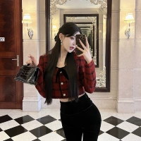 FBB Limit Winter New Wool Blaven Bround Flower, Mowl, Mowl, Short Toat Одиночная клетчатая рубашка Sweet Sweet